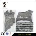 party-ready grey knitted ladies poncho shawl with round collar fashion scarves